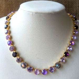 Swarovski Elements Amethyst Purple And Ice Crystals Necklace in Gold Plated
